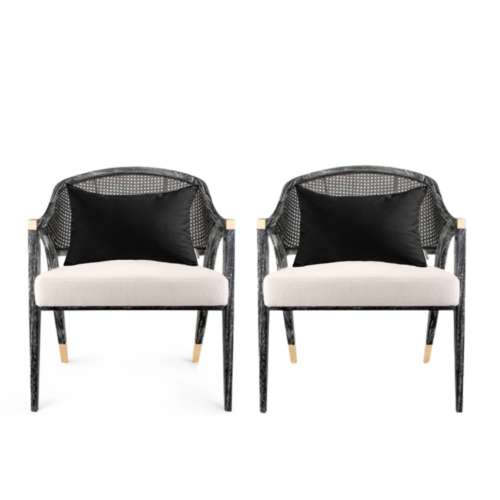 Luxury Home | Classic Black Outdoor Water Resistant Lumbar Throw Pillow Covers